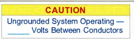 Etiquete de precaución para sistemas no puestos a tierra