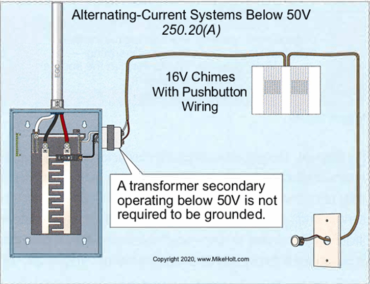 Timbre de pulsador mediante transformador de 16 Voltios AC